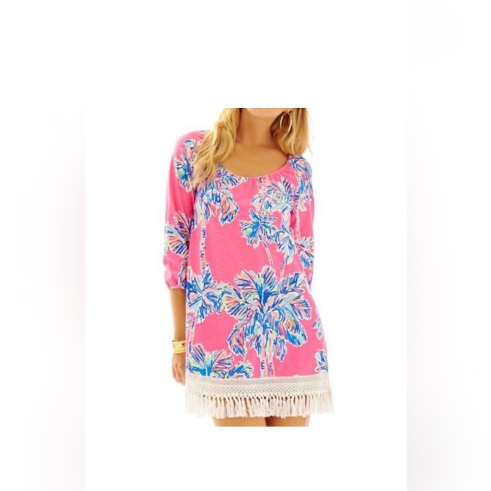 Lilly Pulitzer Alia Beach Cover-up in Flamingo Pink Nice Stems. Size Large
